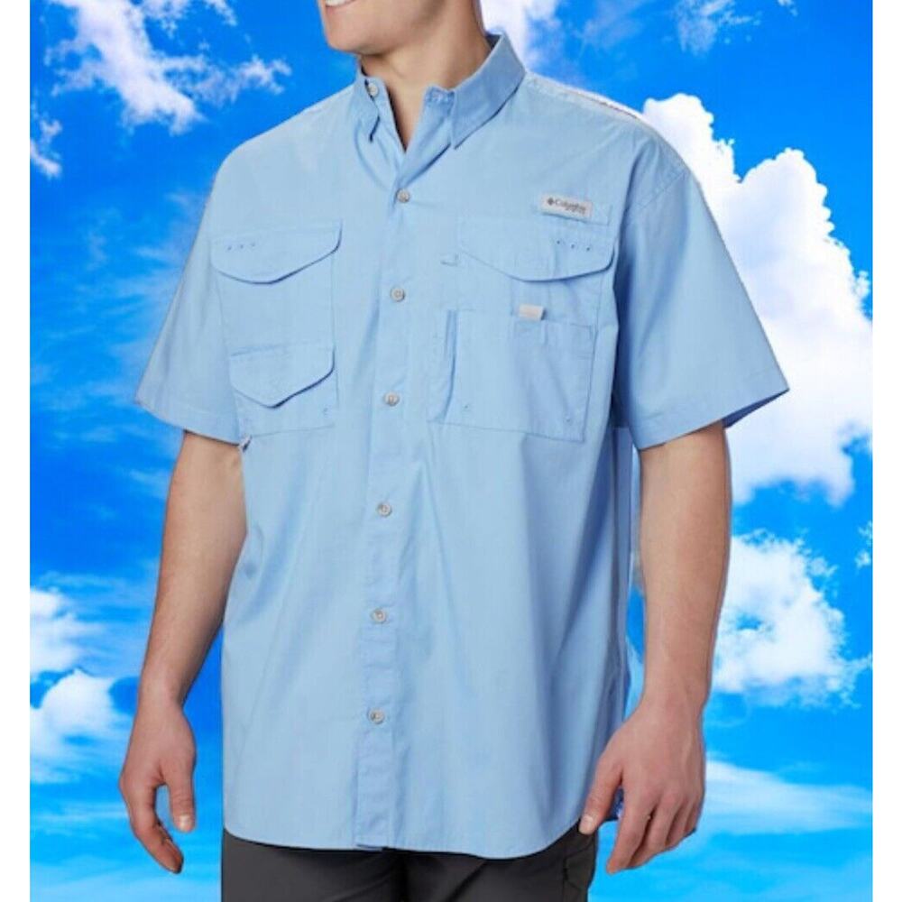 Columbia PFG Bonehead Blue Vented Surf Pro Fishing Shirt Mens Medium New Tags